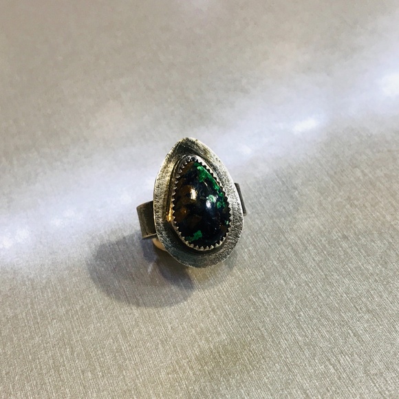 Azurite and Sterling Silver Handcrafted Ring Size 7 - Picture 4 of 4